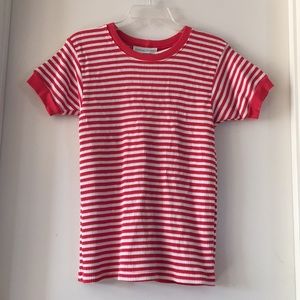 Casual Orange Pink & White Striped Top
